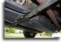 Auxiliary Tank Front View::Drilling in the gearbox skid plate was required::