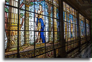 The stained glass hallway::Chapultepec Castle, Mexico City, Mexico::