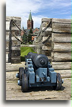 Widok z ambrazury::Fort Stanwix, Nowy Jork, USA::